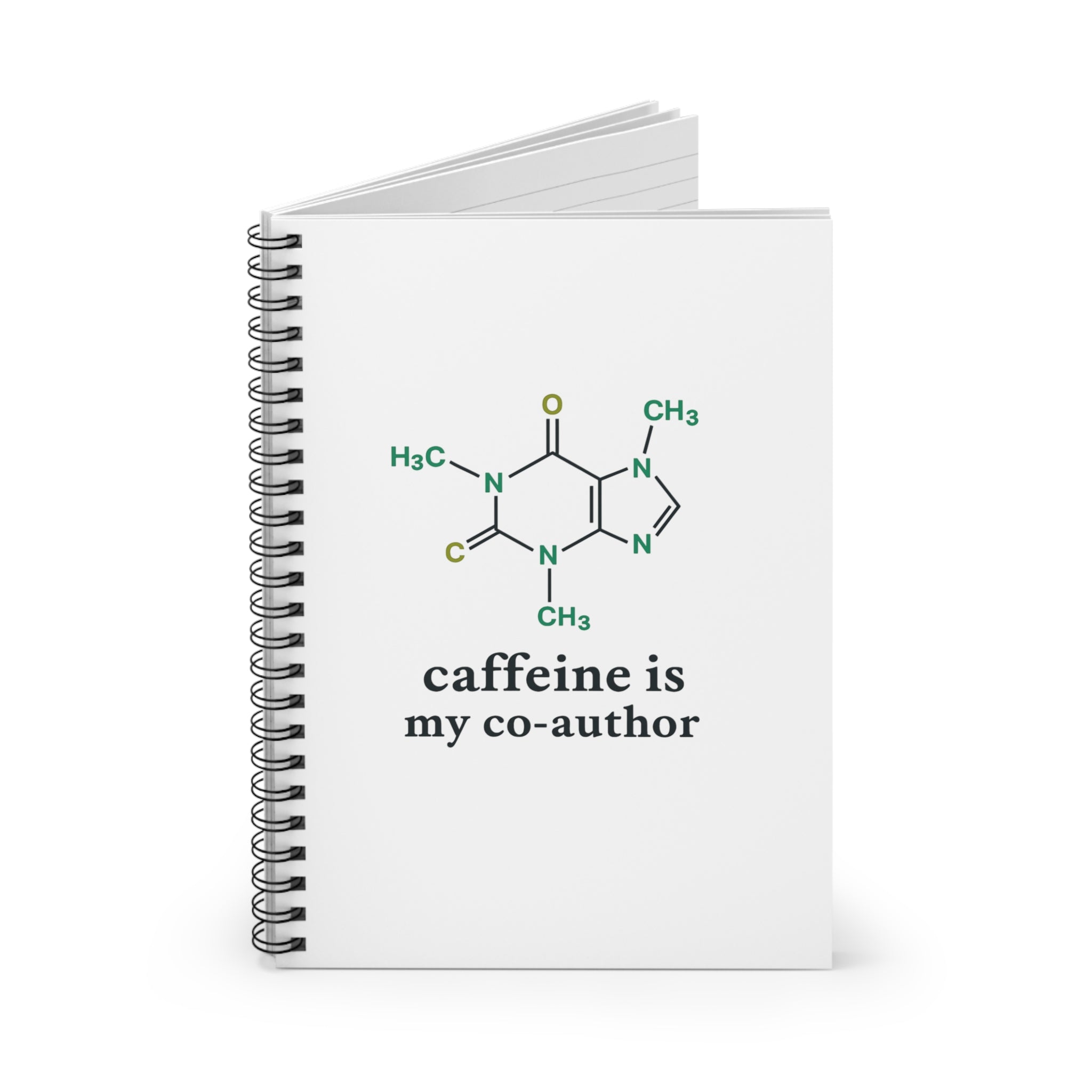 Caffeine Is My Co-Author Spiral Notebook - Journal for Scientists & Students